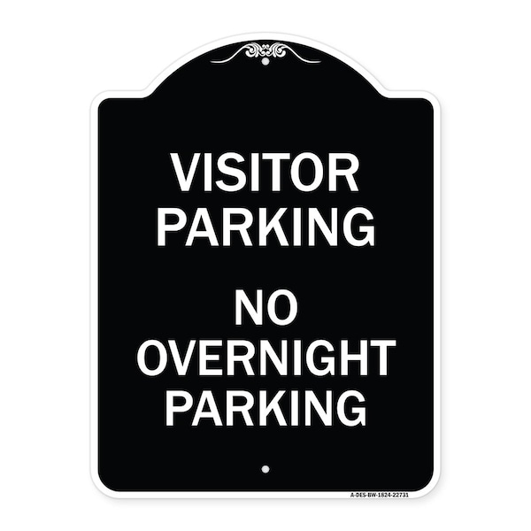 Visitor Parking No Overnight Parking Heavy-Gauge Aluminum Sign, 24" x 18", BW-1824-22731